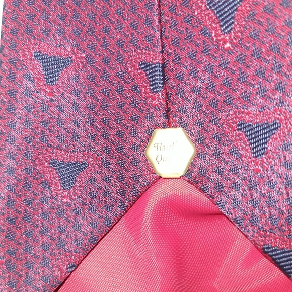 Hartford Quality mens necktie red blue acetate Authentic Vintage tie - Picture 3 of 5